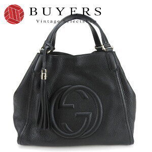 Gucci Tote Bag Soho Interlocking GG Black Leather Fringe